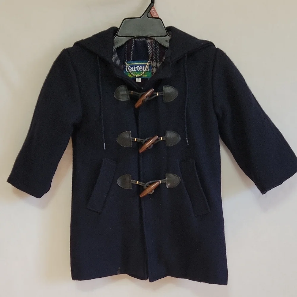 Boys Carter's Vintage Lined Hooded Jacket,‎ Navy, Size 5, Pre-Owned
